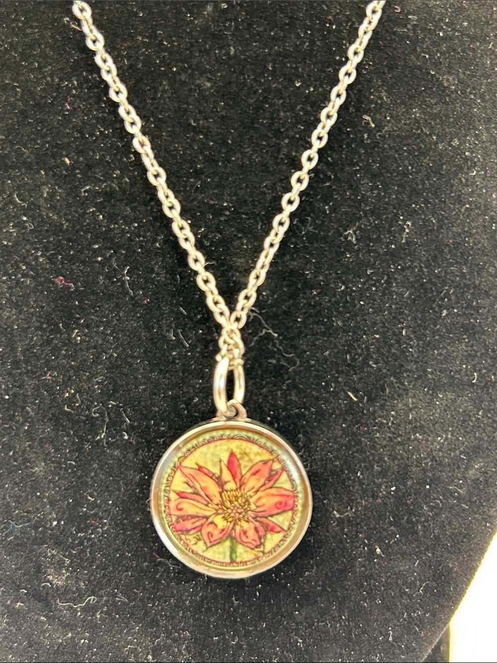 Spirit LaLa Delicate Pink Lotus Reversible Floral Pendant Necklace